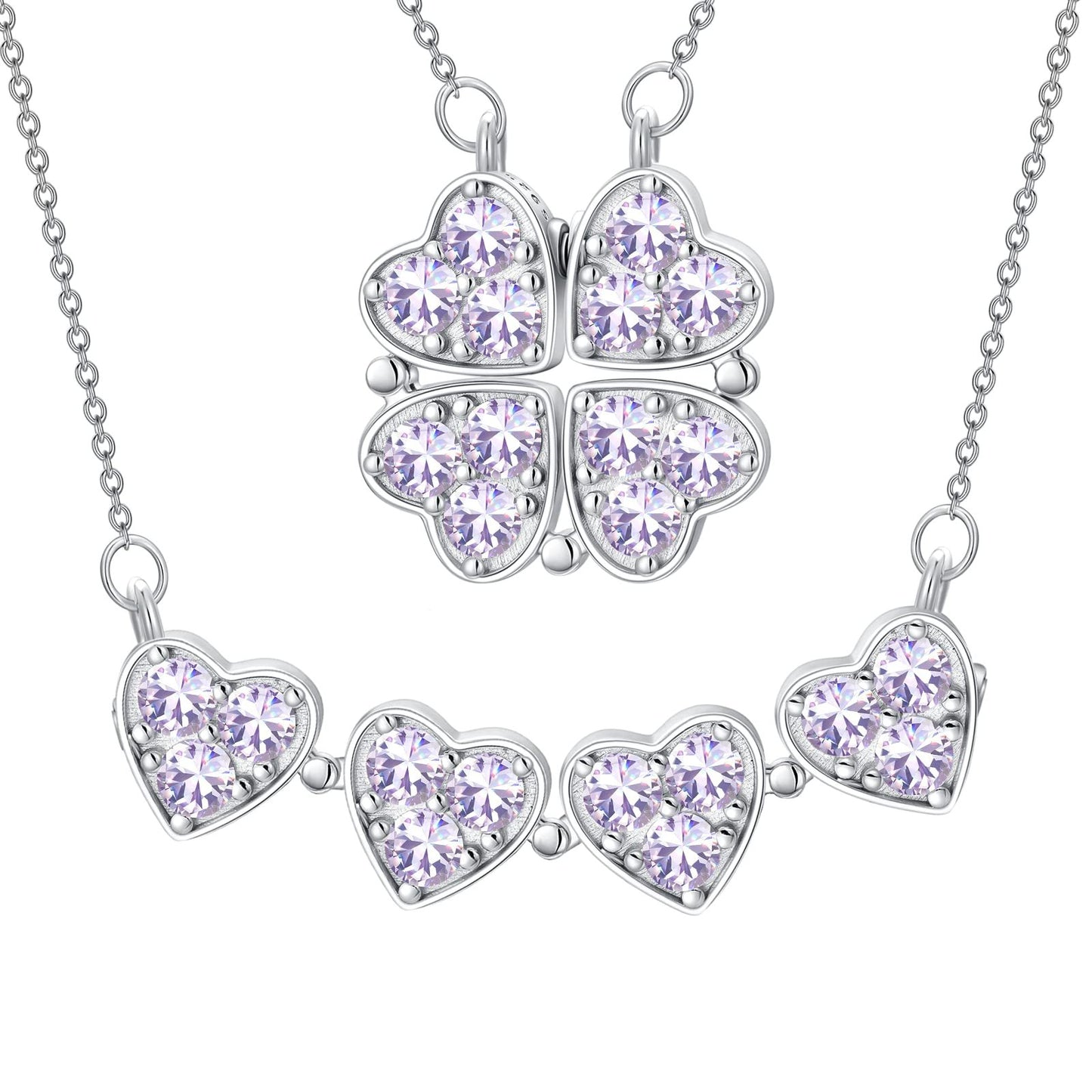 Clover Heart Zircon Pendant Necklace