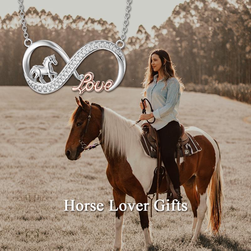 Sterling Silver Horse Infinity Necklace