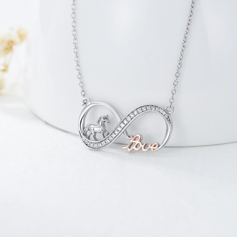Sterling Silver Horse Infinity Necklace