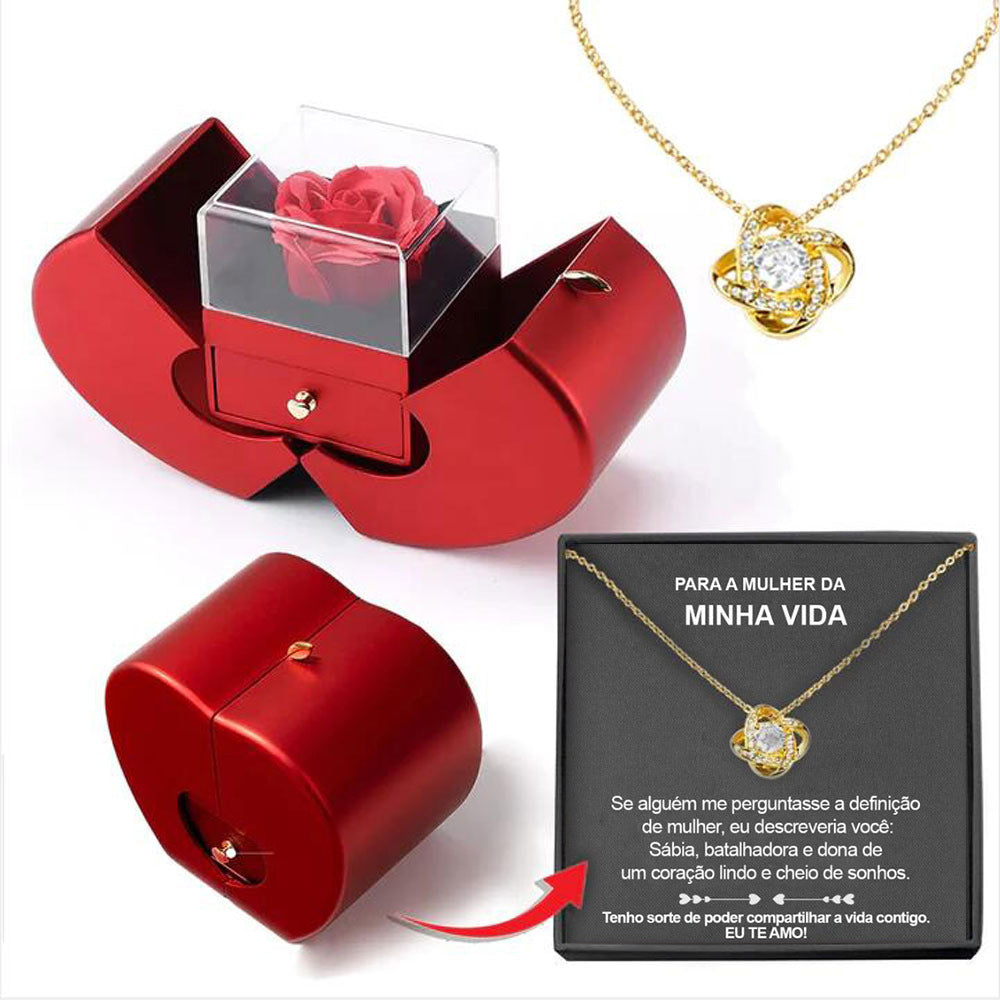 Rose Necklace and Jewelry Box Gift Set