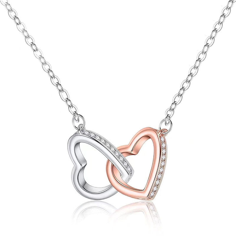 Cross-border Rose Gold Color Separation Double Ring Necklace