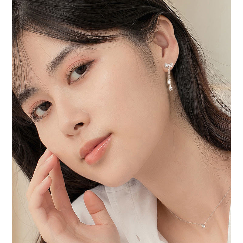 Sweet Bow Tassel Earrings