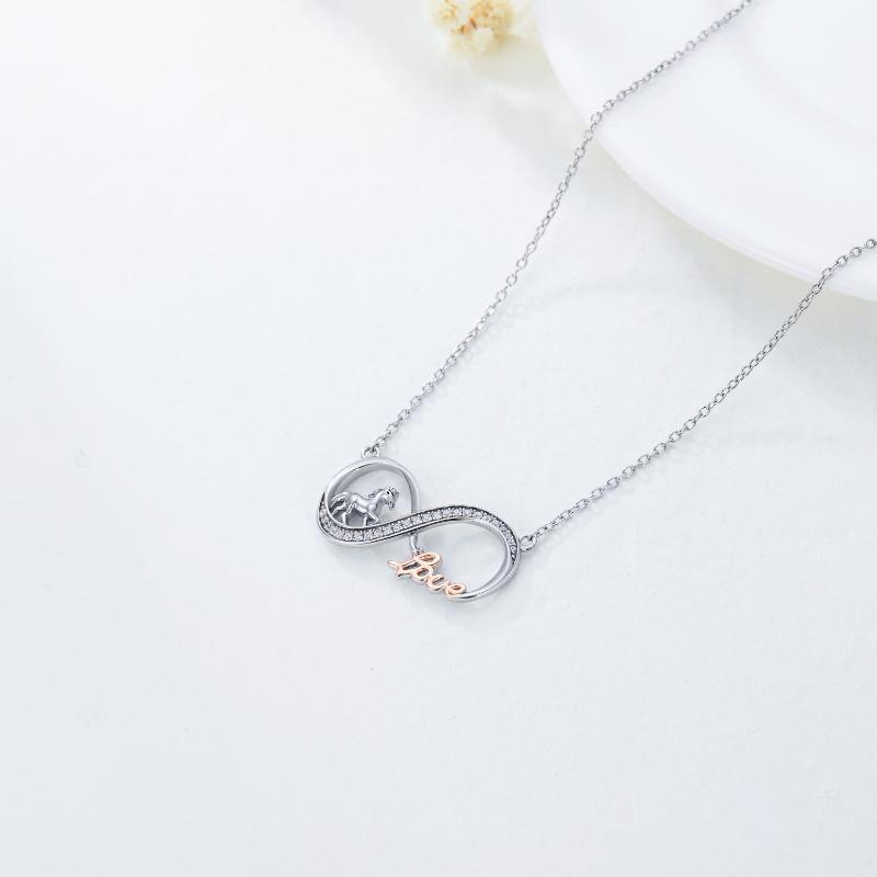 Sterling Silver Horse Infinity Necklace