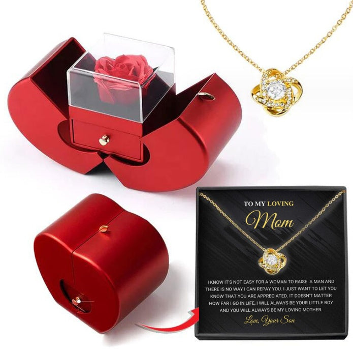 Rose Necklace and Jewelry Box Gift Set