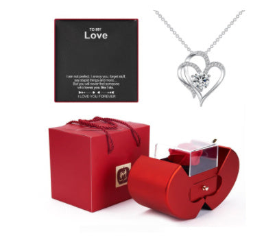 Rose Necklace and Jewelry Box Gift Set