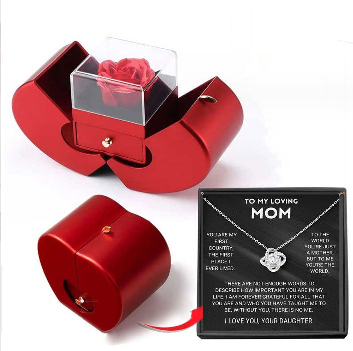 Rose Necklace and Jewelry Box Gift Set