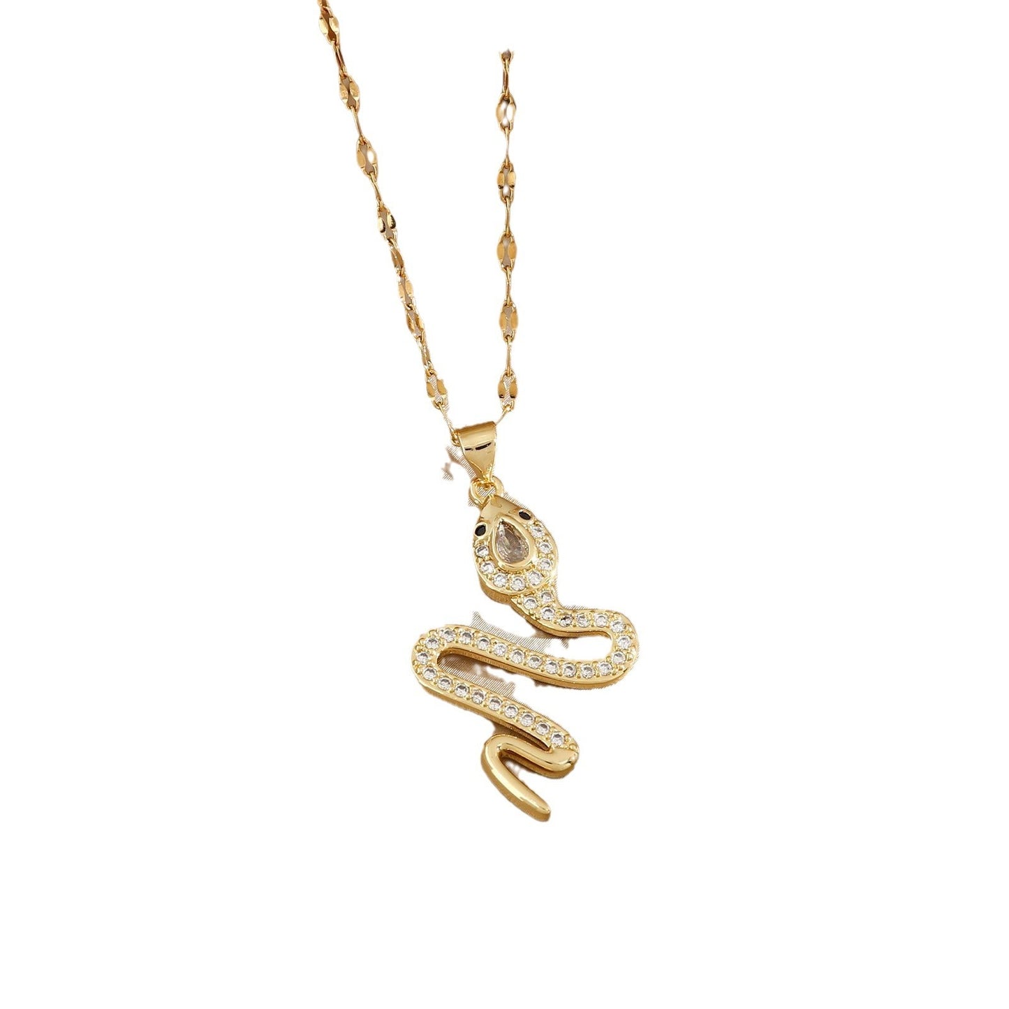 Elegant Snake Necklace with Rhinestones