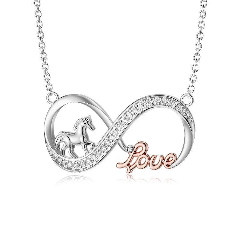 Sterling Silver Horse Infinity Necklace