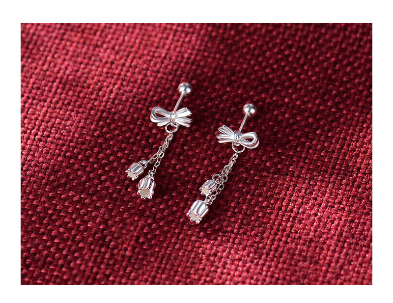 Sweet Bow Tassel Earrings