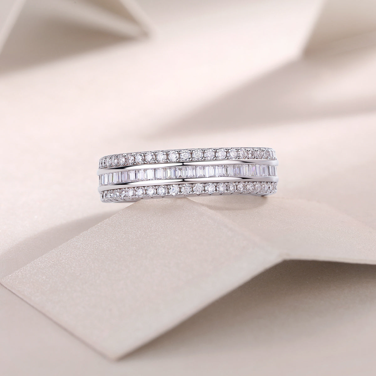 Luxury Three-Row Diamond Ring
