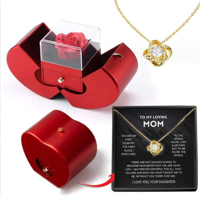 Rose Necklace and Jewelry Box Gift Set