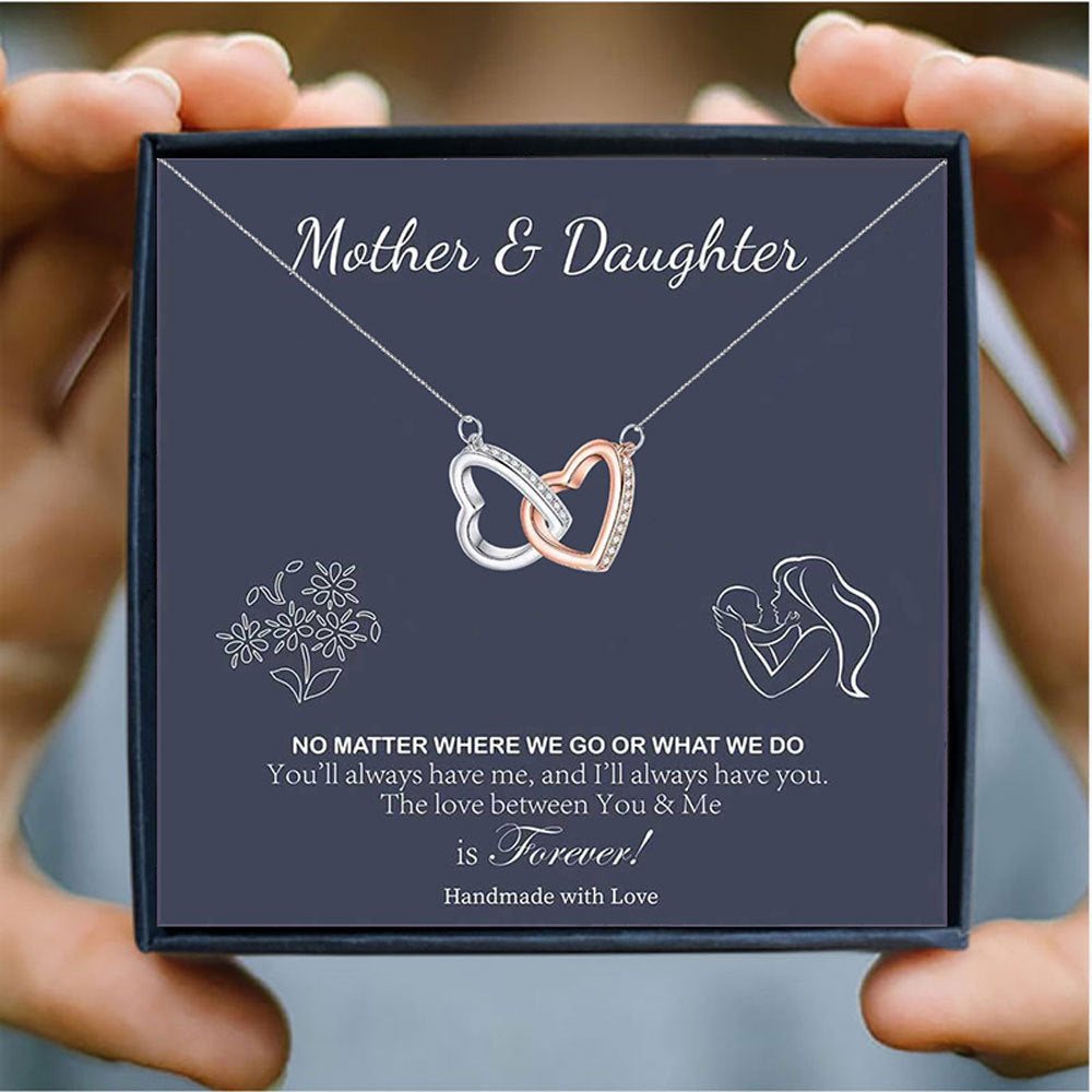 Cross-border Rose Gold Color Separation Double Ring Necklace