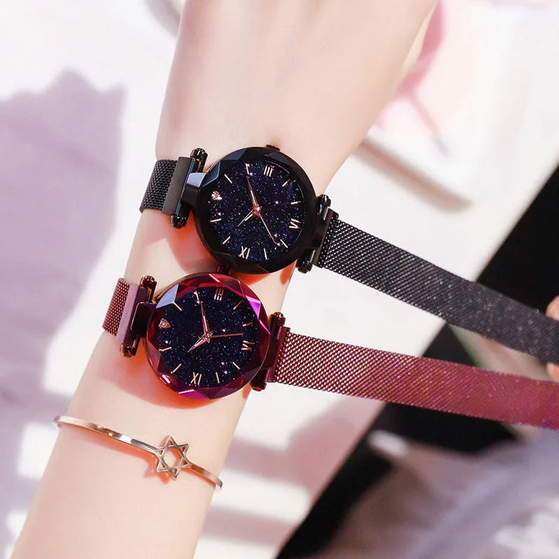 Starry Sky Women's Luxury Watch - Magnetic Mesh Band
