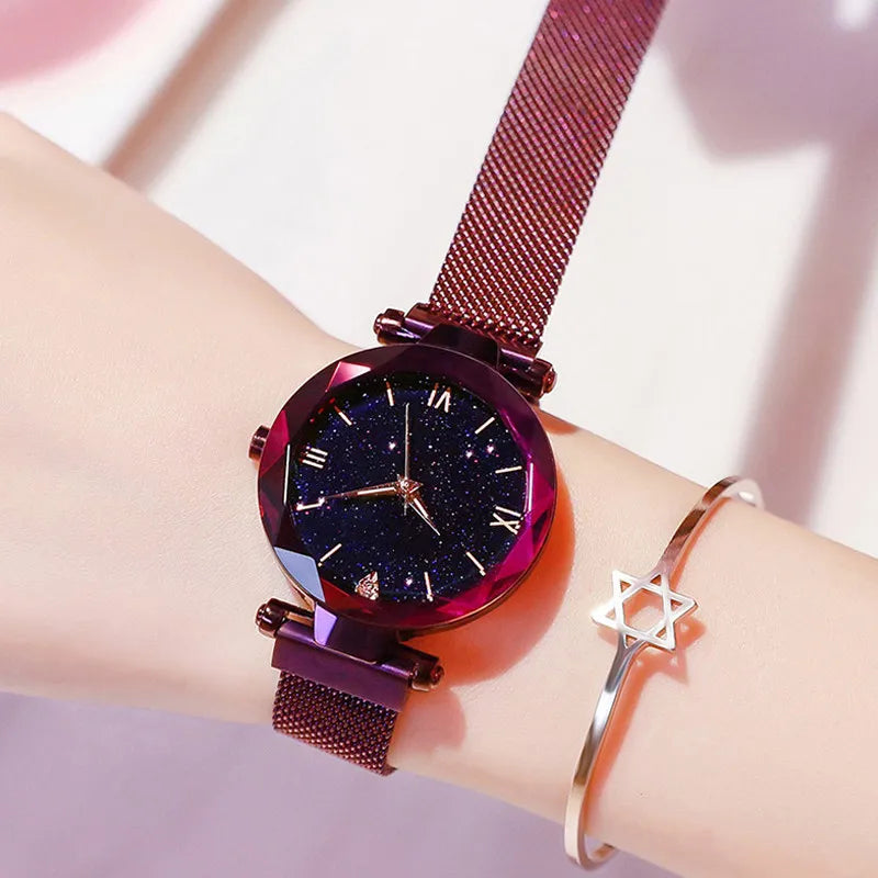 Starry Sky Women's Luxury Watch - Magnetic Mesh Band