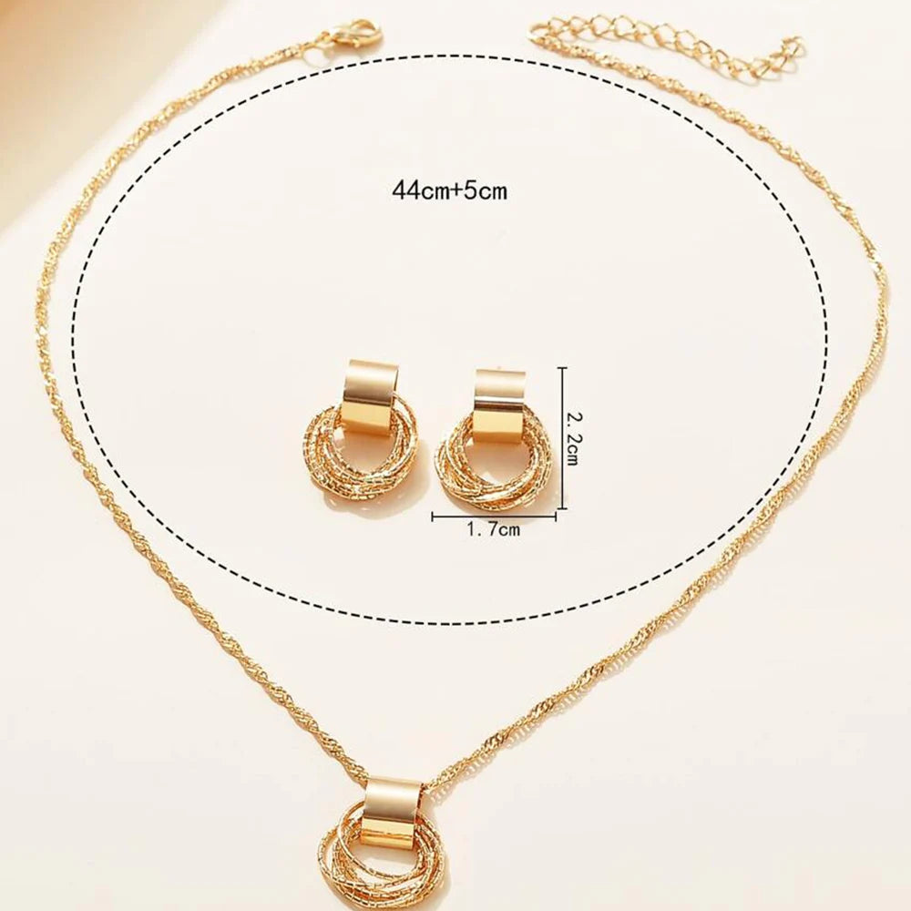 Silver Stud & Link Chain Jewelry Set