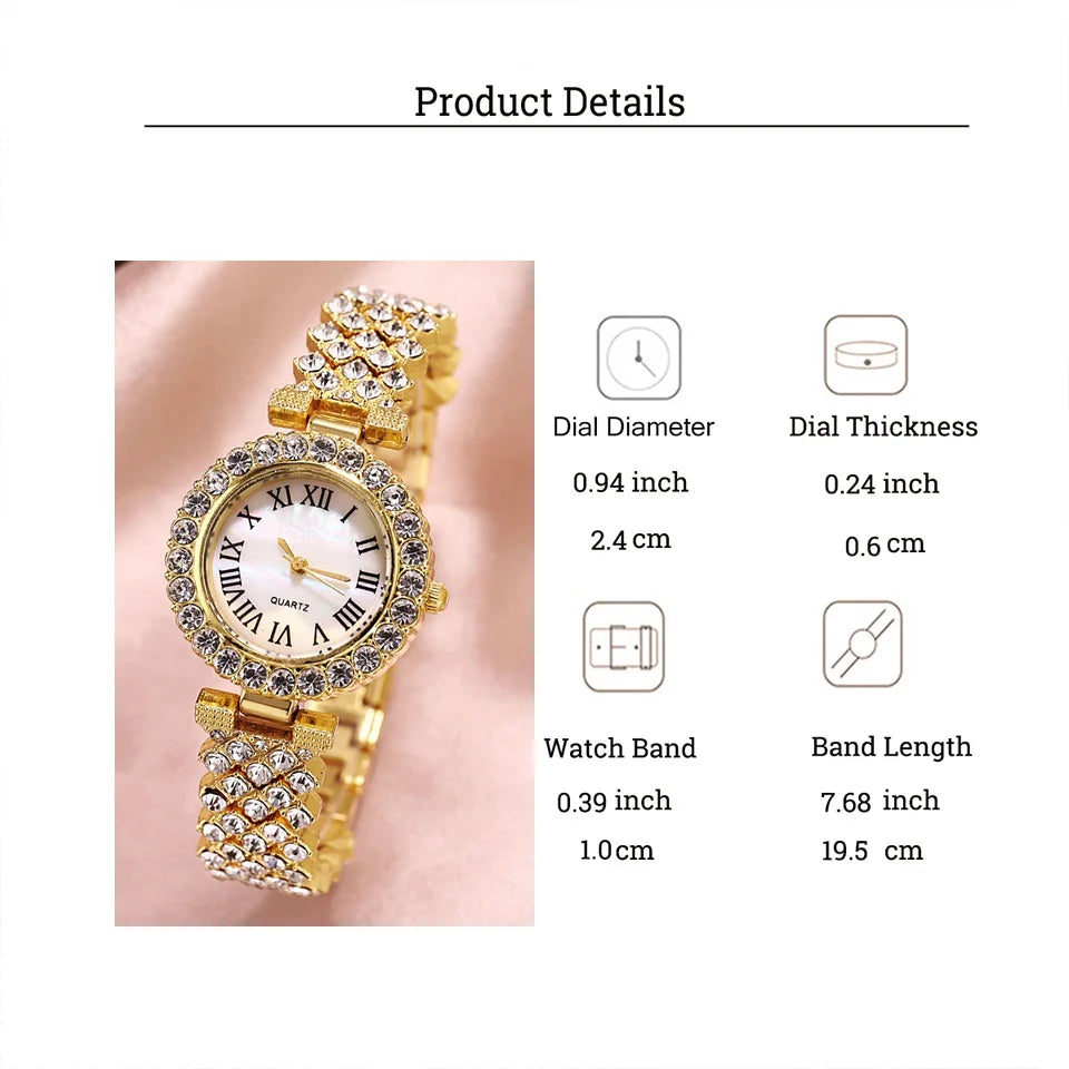 Women’s Full Diamond Watch & Jewelry Set