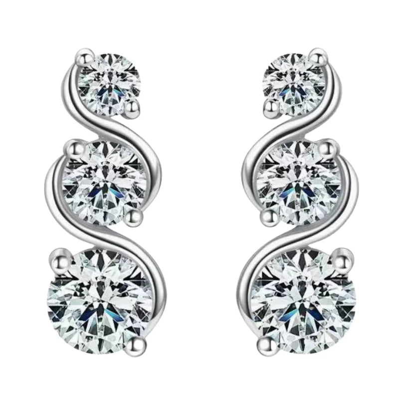 Sterling Silver Twisted Moissanite Earrings for Women