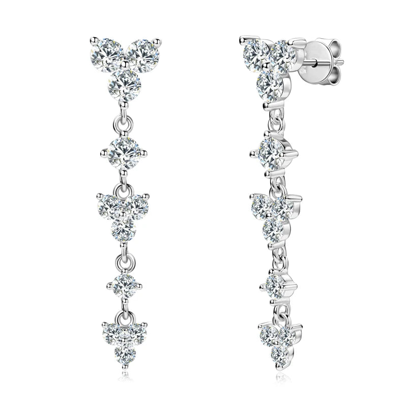 Long Moissanite Drop Earrings in 925 Silver