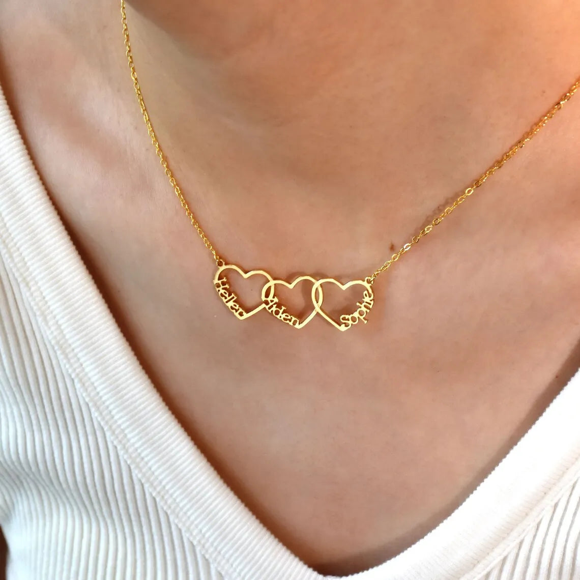 Gold Nameplate Heart Necklace for Women