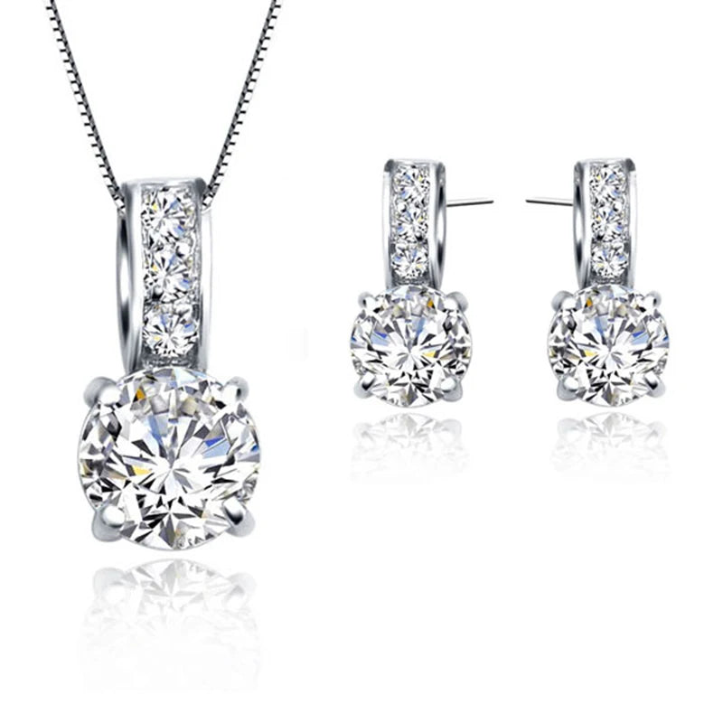 Silver CZ Jewelry Set for Women
