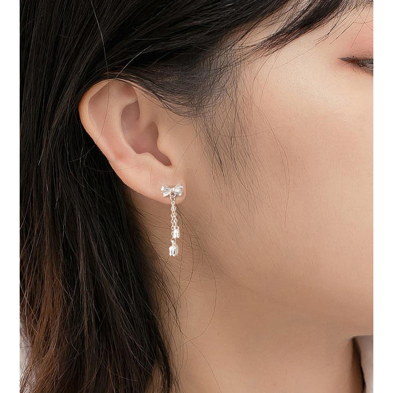 Sweet Bow Tassel Earrings