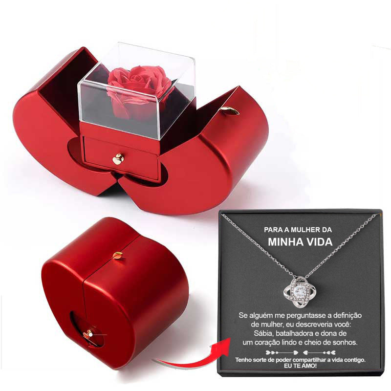 Rose Necklace and Jewelry Box Gift Set