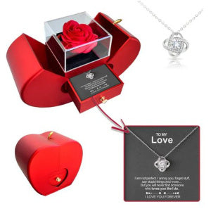 Rose Necklace and Jewelry Box Gift Set