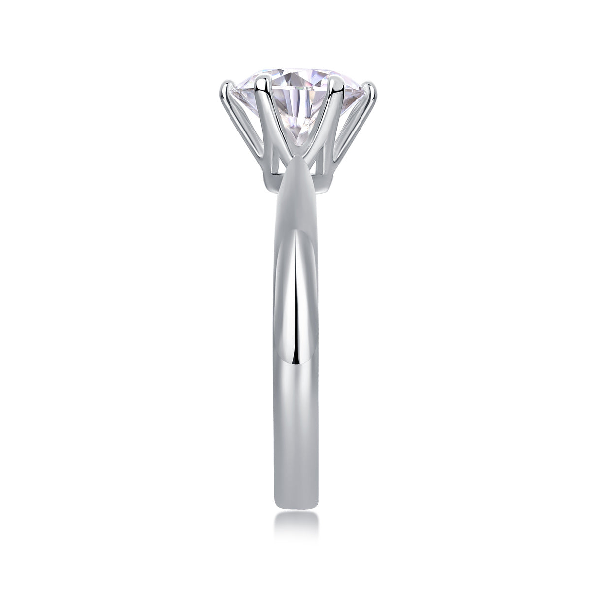 Classic Moissanite Six-Prong Silver Ring