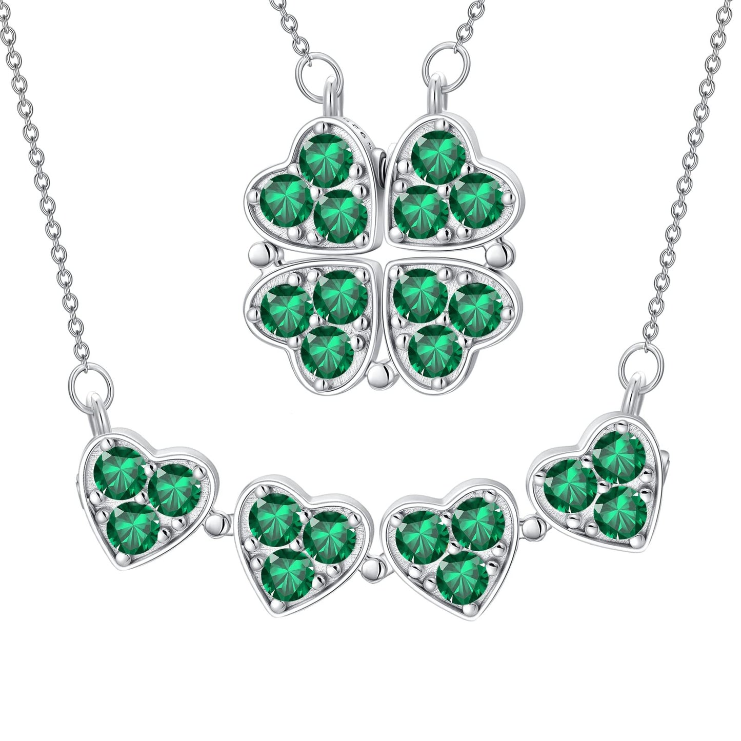 Clover Heart Zircon Pendant Necklace