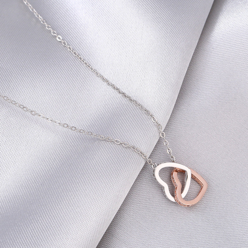 Cross-border Rose Gold Color Separation Double Ring Necklace