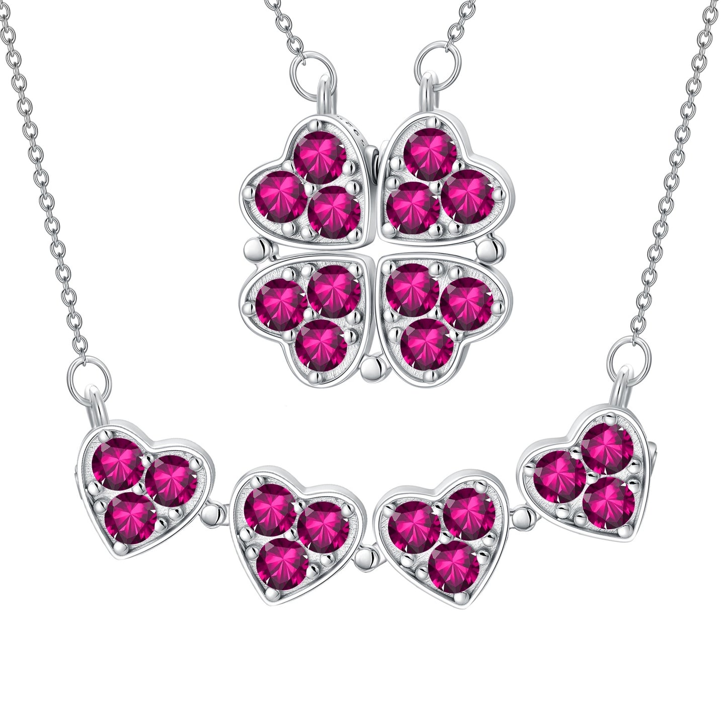 Clover Heart Zircon Pendant Necklace