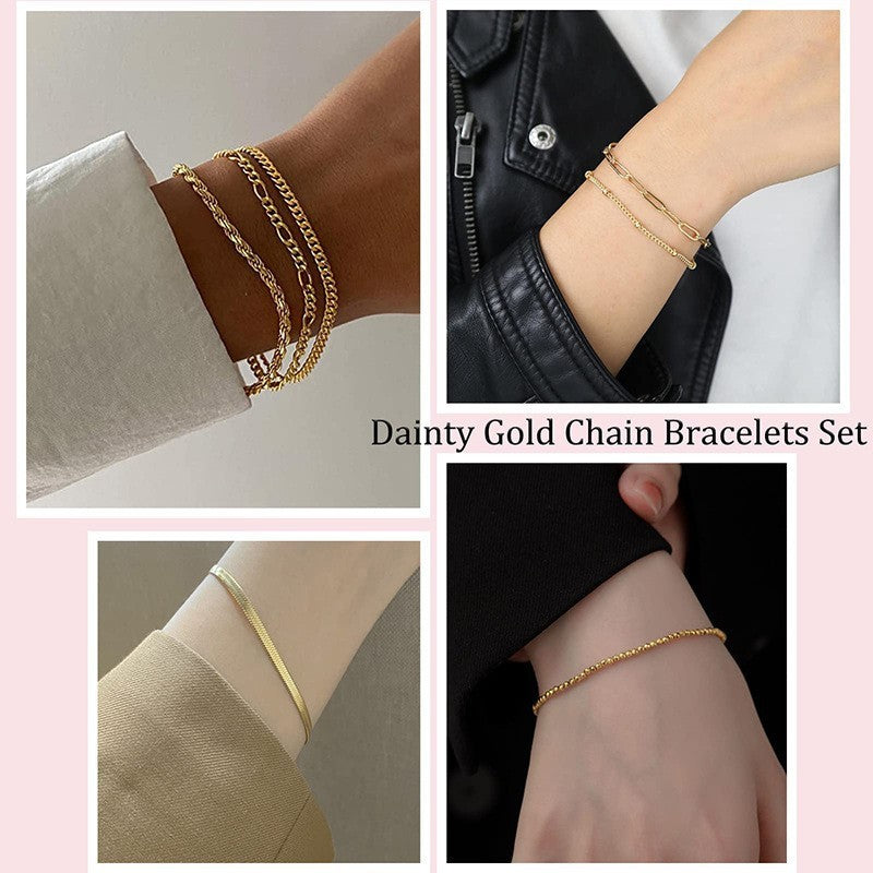 Stylish Gold Plated Chain Bracelets for Women