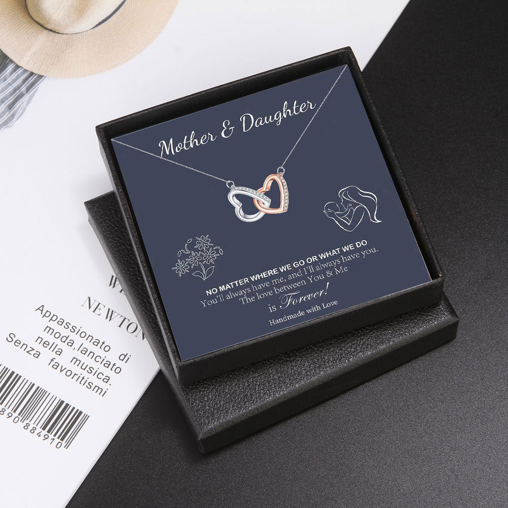 Cross-border Rose Gold Color Separation Double Ring Necklace