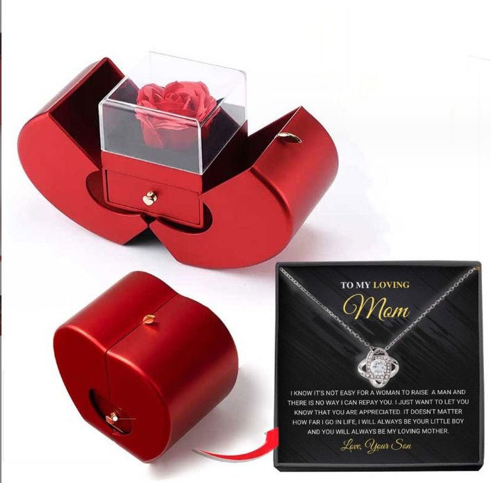 Rose Necklace and Jewelry Box Gift Set