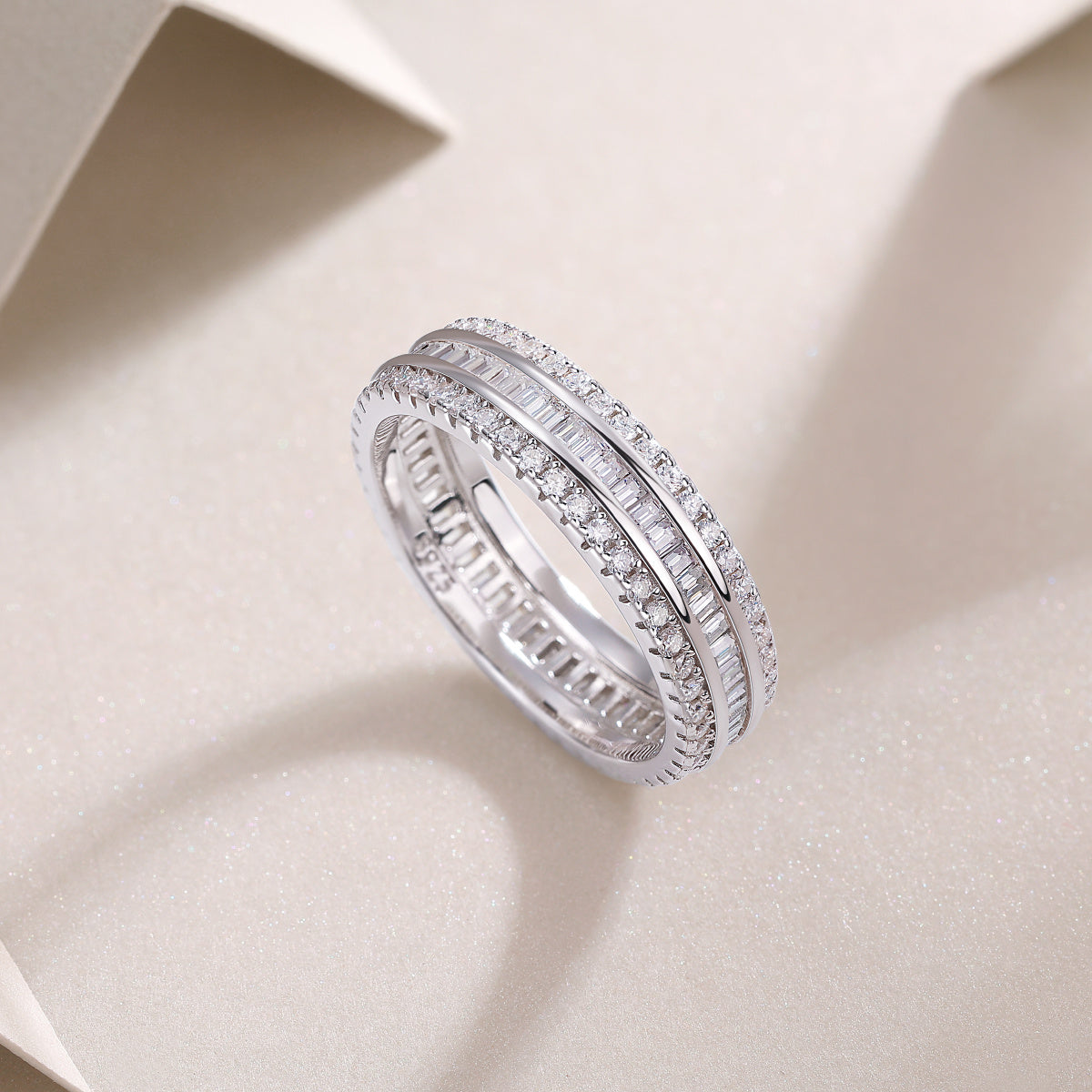 Luxury Three-Row Diamond Ring