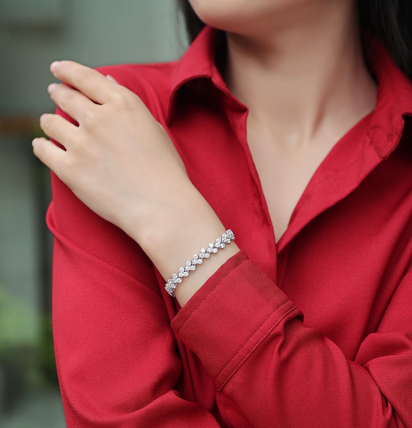 Elegant Silver Diamond Bracelet