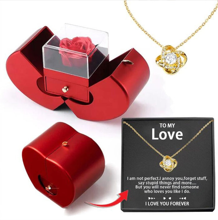 Rose Necklace and Jewelry Box Gift Set