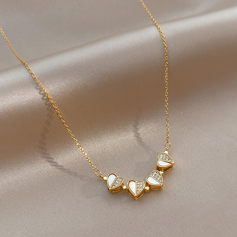 Crystal Heart Clover Necklace for Women