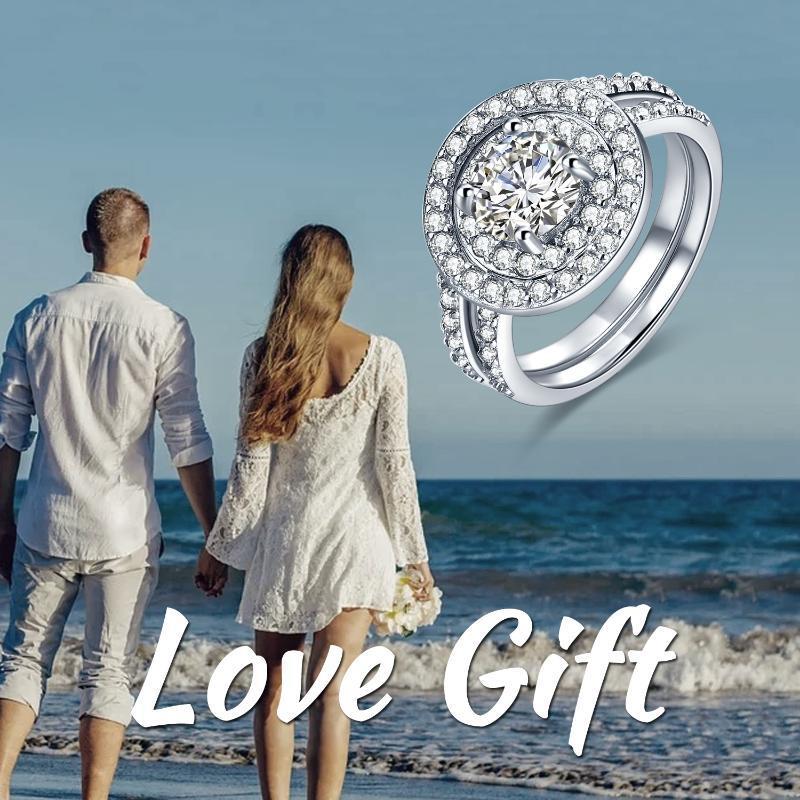 Double Halo Cubic Zirconia Ring for Her