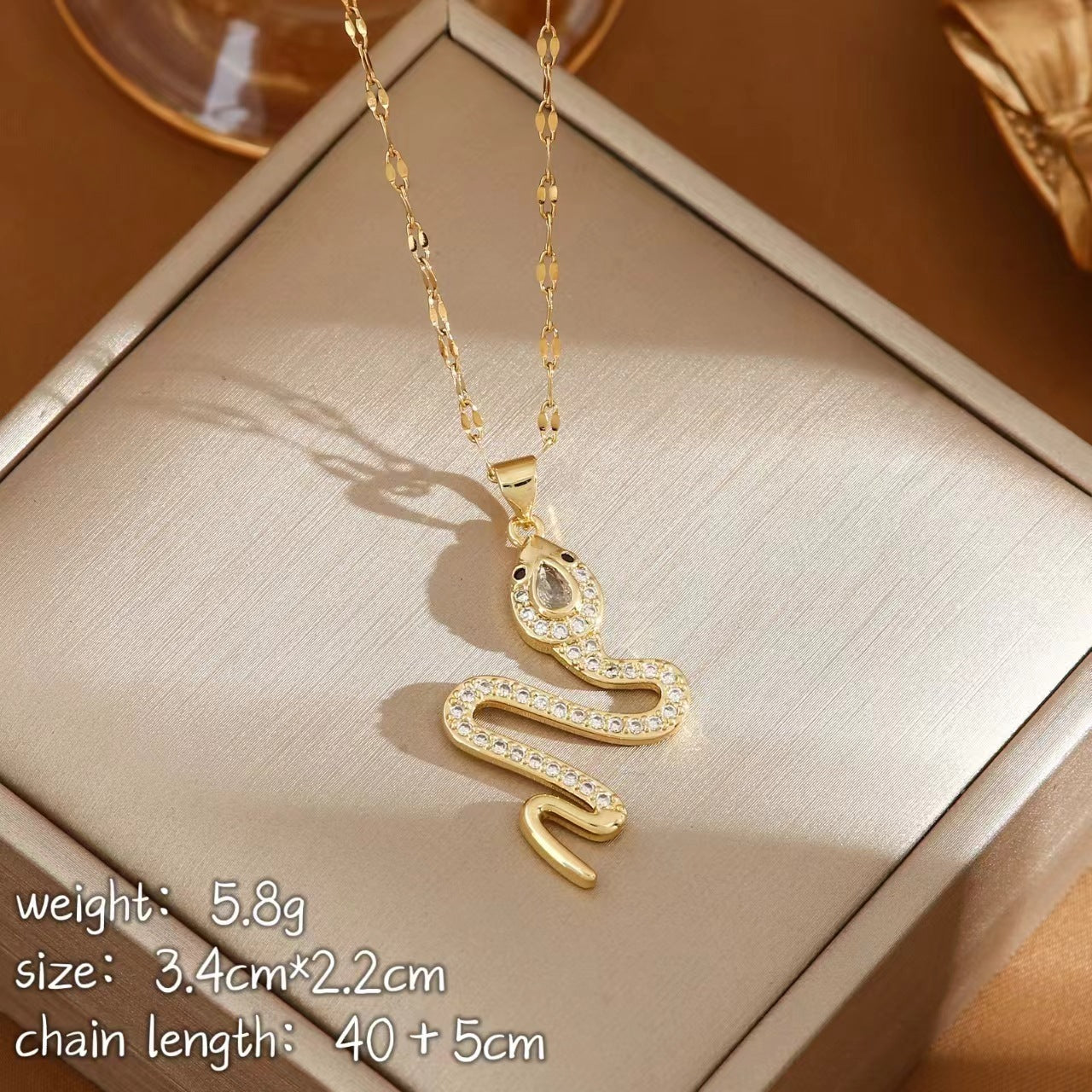 Elegant Snake Necklace with Rhinestones