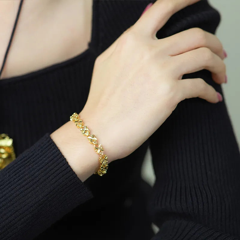 Women's Gold Four-Leaf Clover Bracelet