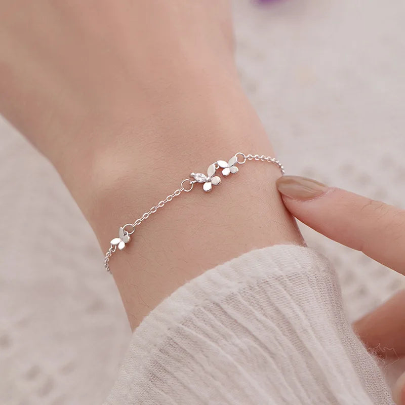 Elegant Silver Butterfly Bracelet, Nature-Inspired Jewelry for Wome