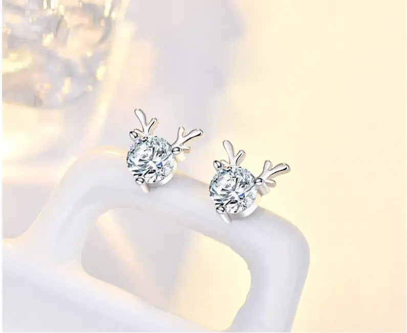 Luxury Crystal Round Stud Earrings in Sterling Silver