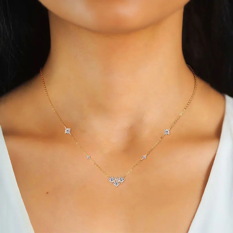 18K Gold Plated Moissanite Necklace for Women