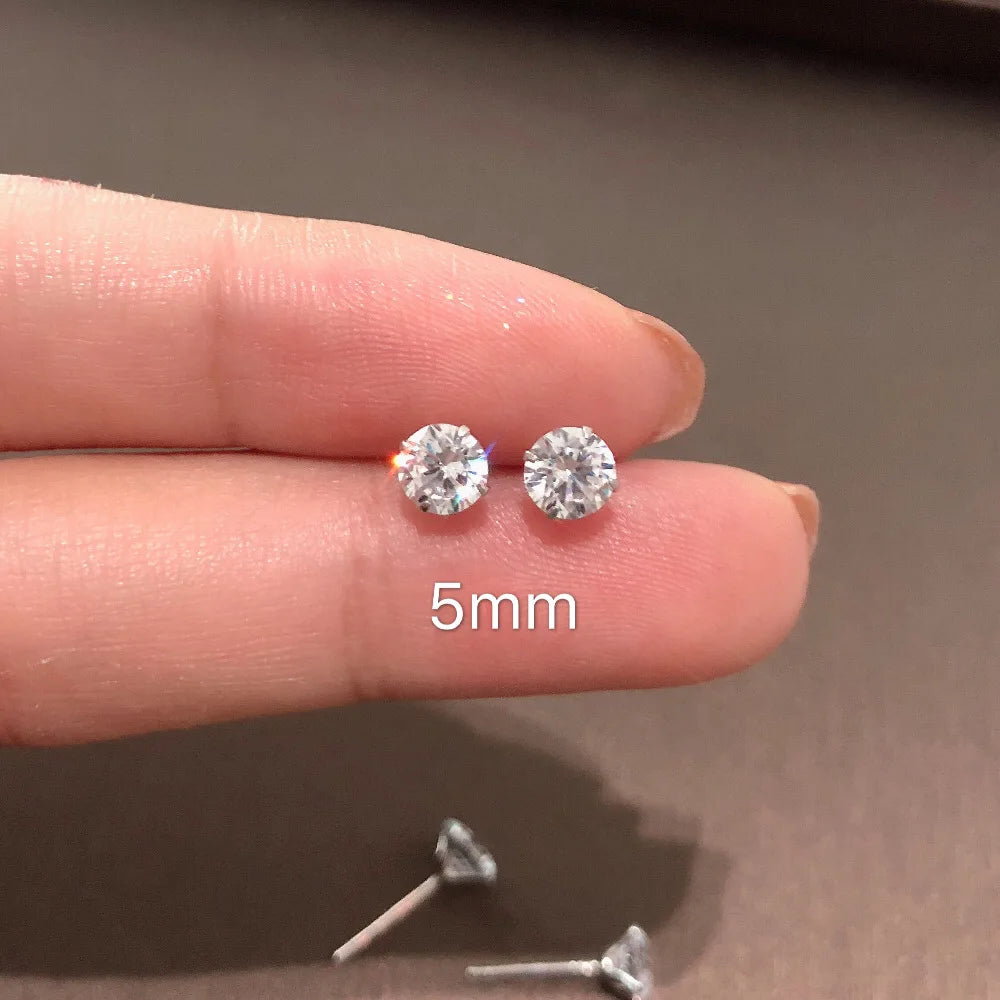 Sterling Silver Dainty Crystal Studs for Women