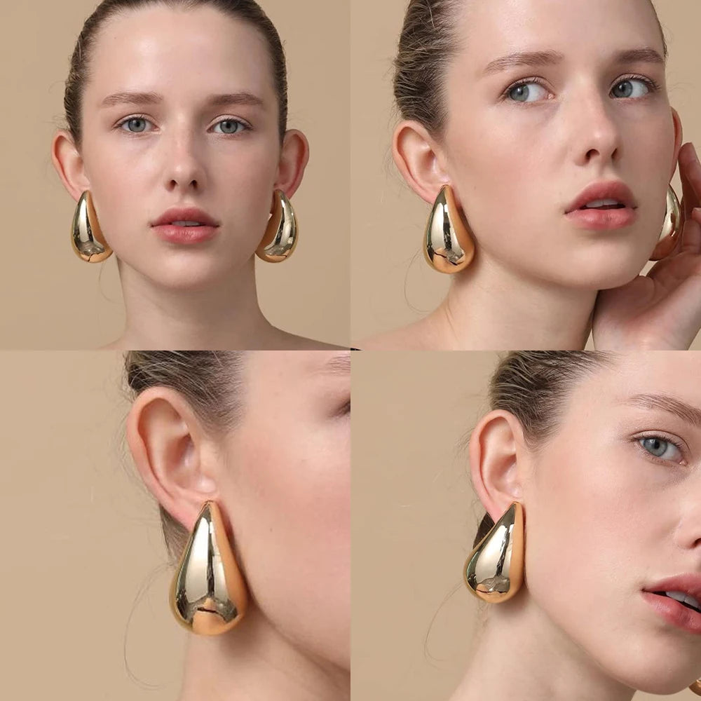 Elevate Your Style with Glamorous Giant Chunky Gold Hoop Earrings.