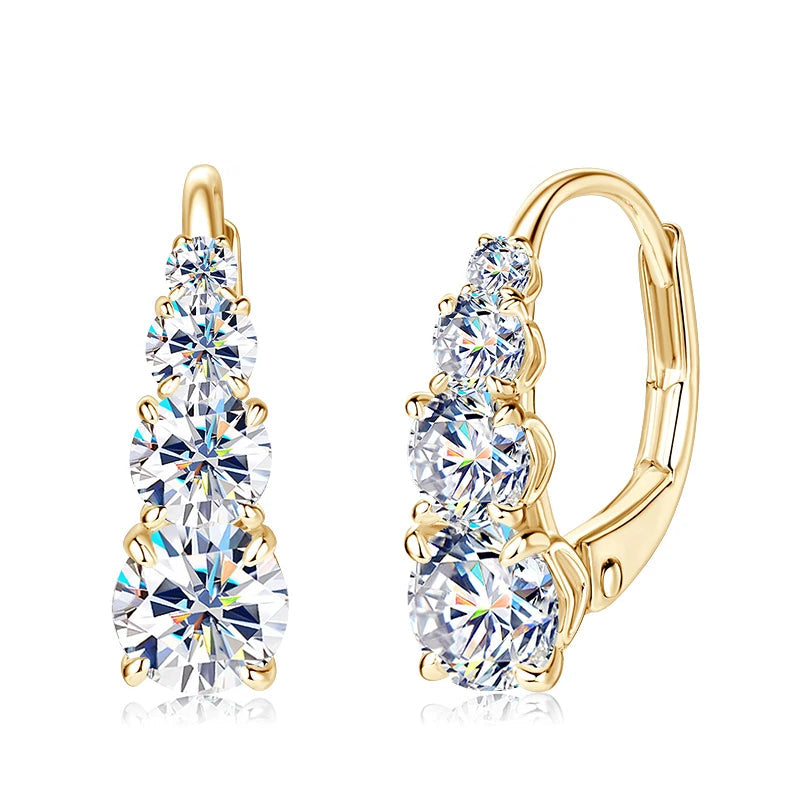 Elegant Moissanite Silver Clip Hoop Earrings