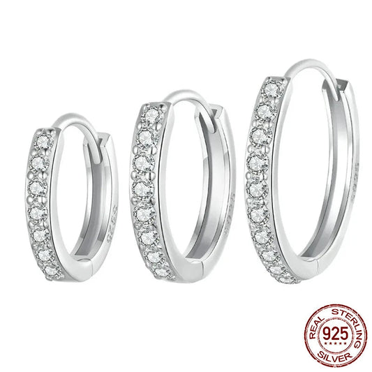 Sterling Silver Sparkling Huggie Hoops for Women