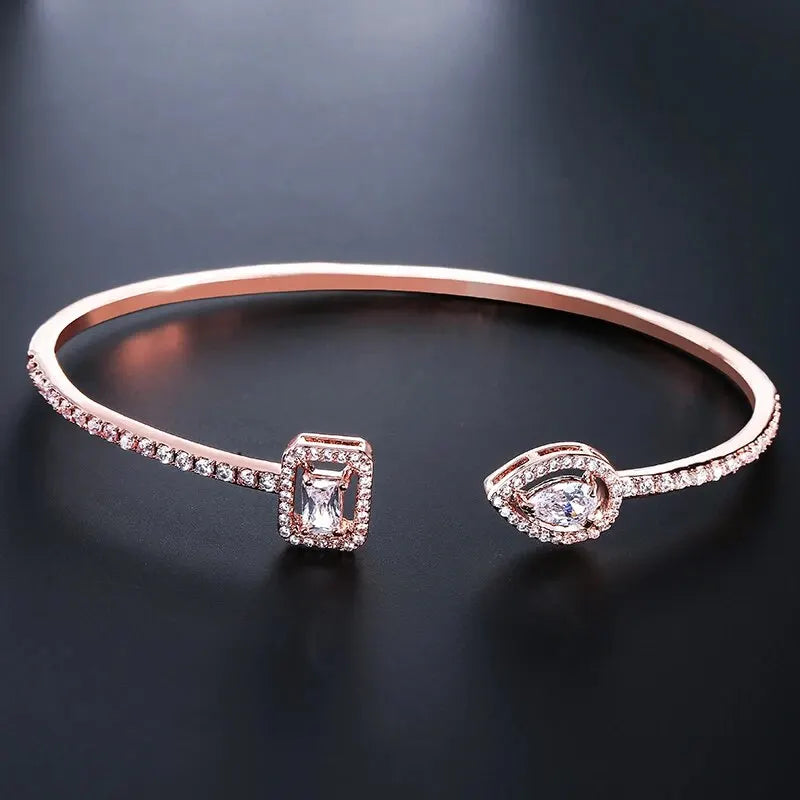 Geometric Crystal Gold Bracelet