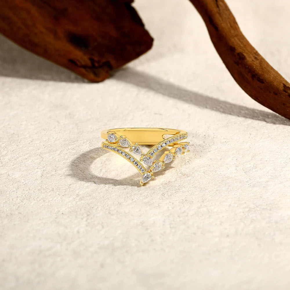 Double Cross Moissanite Ring